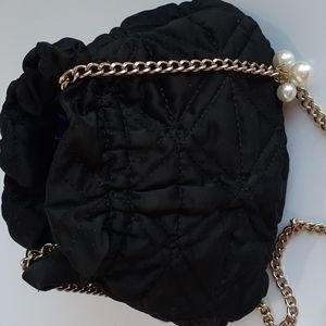 Quilted Black Bag / Purse Crossbody Small